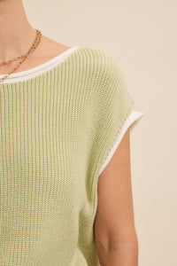 Contrast Rolled Edge Knit Sweater