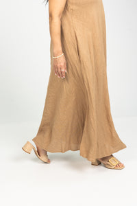 Cocoa Essence Linen Halter Dress