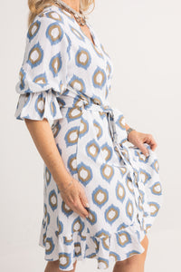 Ikat Short Wrap Dress