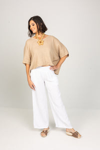 Italian V-Neck Linen Crop