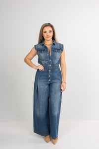 Indigo Denim Sleveless Jumpsuit