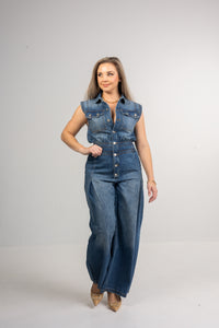 Indigo Denim Sleveless Jumpsuit