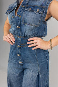 Indigo Denim Sleveless Jumpsuit