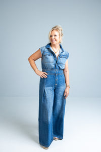 Indigo Denim Sleveless Jumpsuit