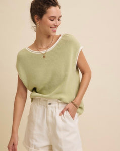 Contrast Rolled Edge Knit Sweater