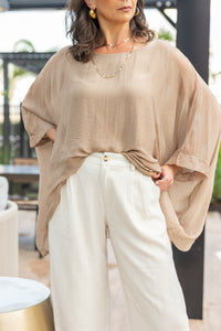 Natural Flowy Taupe Pancho